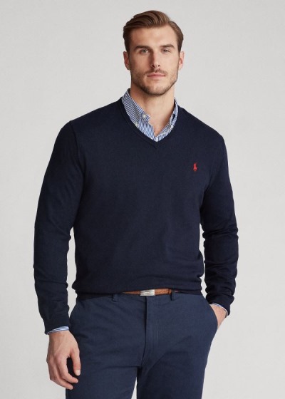 Men's Polo Ralph Lauren Cotton V-Neck Sweater | 512976ZDA